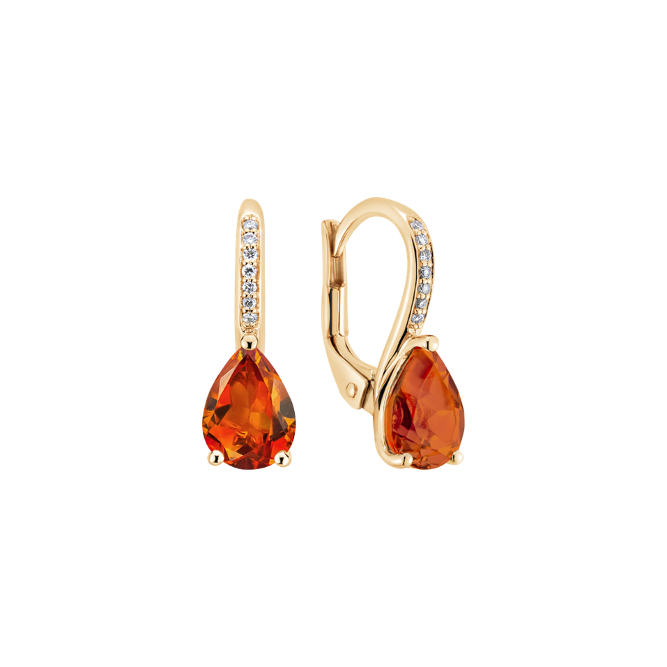 Diamond earrings with Citrine Tearfall