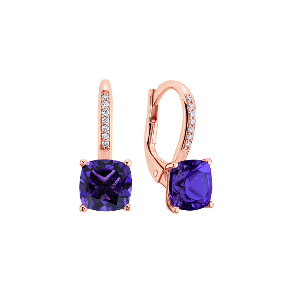 Diamond earrings with Amethyst Calliope