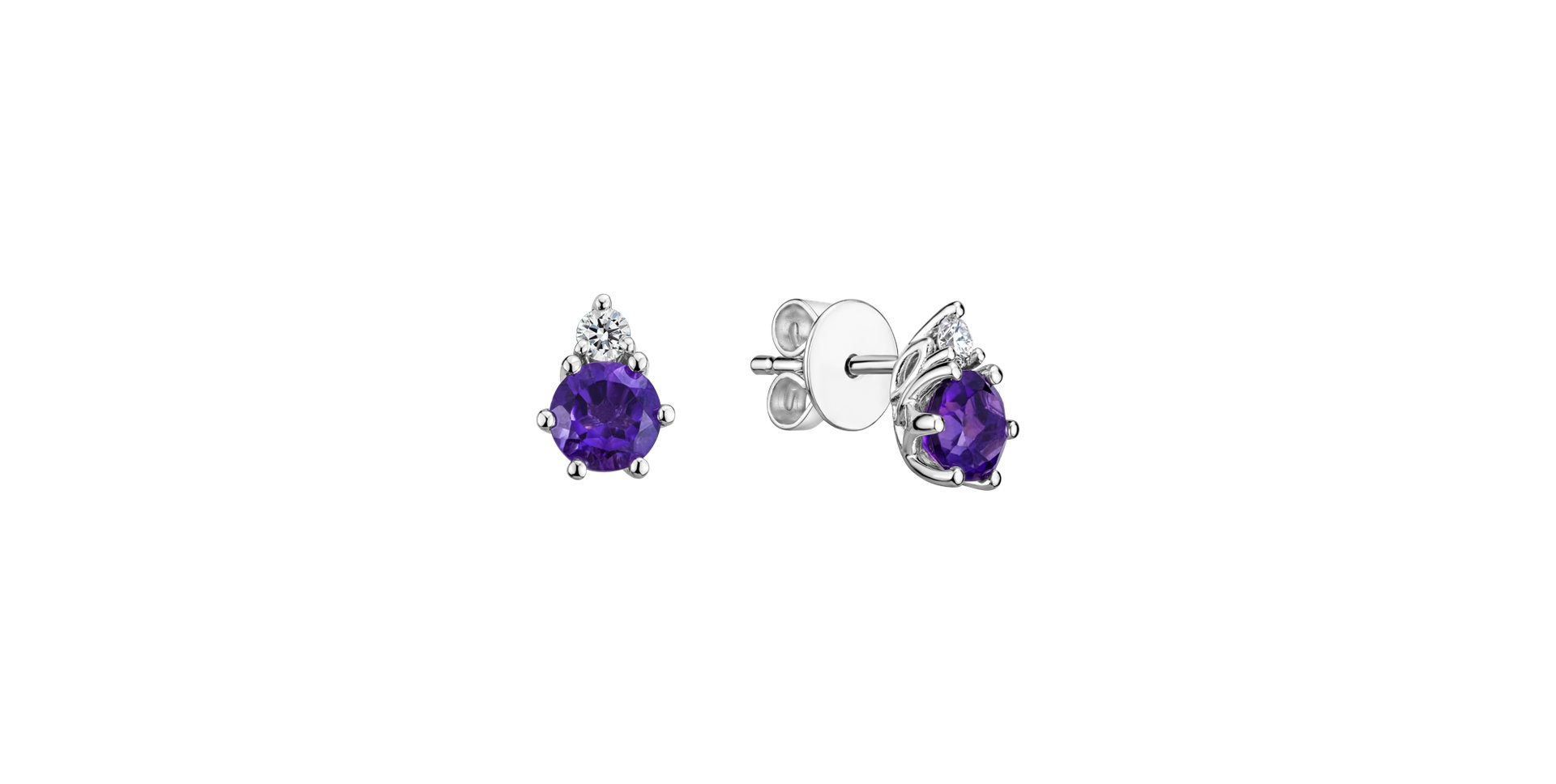 Diamond earrings with Amethyst Lux