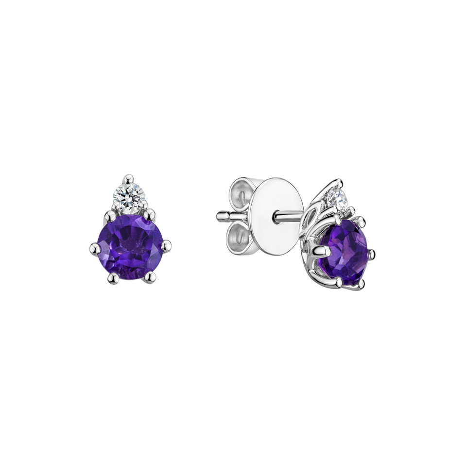 Diamond earrings with Amethyst Lux
