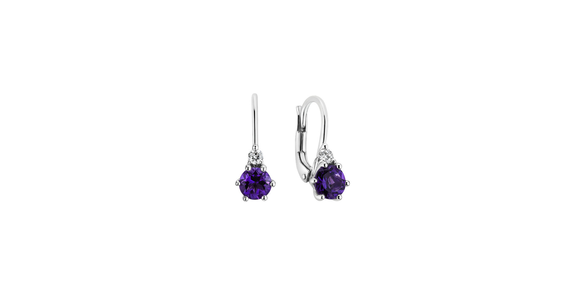 Diamond earrings with Amethyst Lux