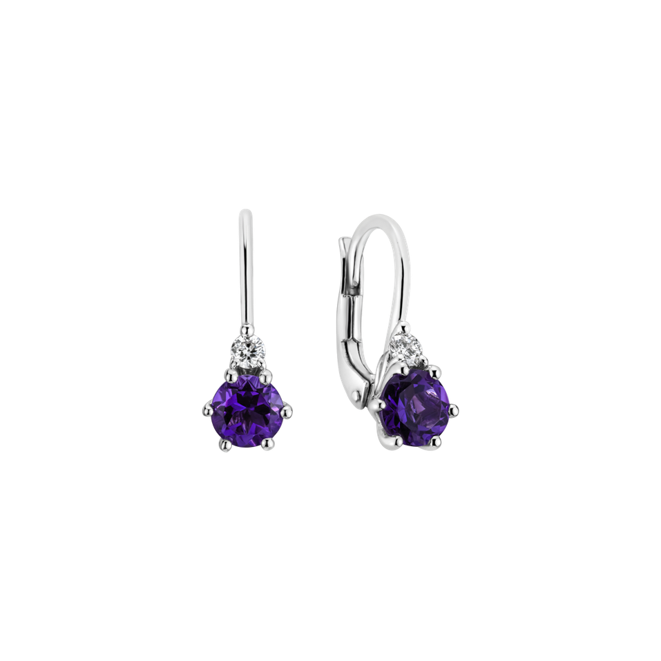 Diamond earrings with Amethyst Lux