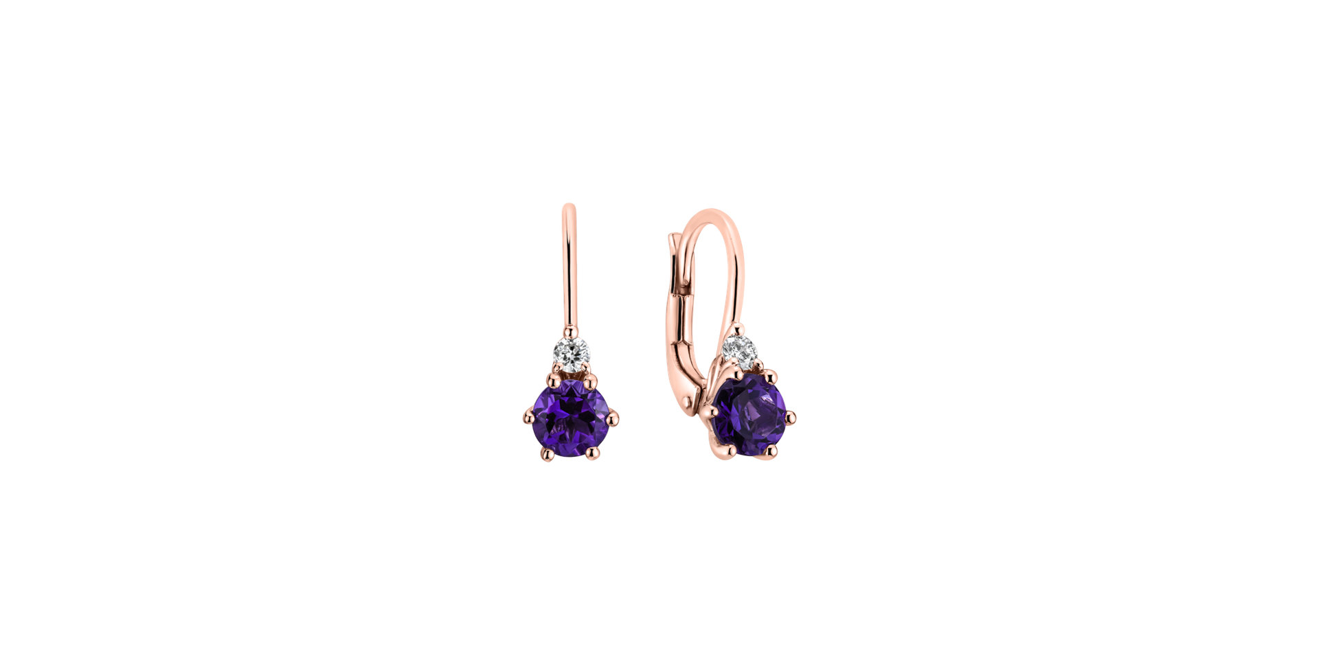 Diamond earrings with Amethyst Lux