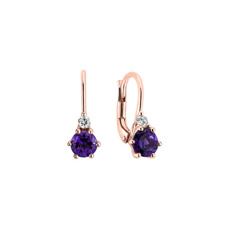 Diamond earrings with Amethyst Lux