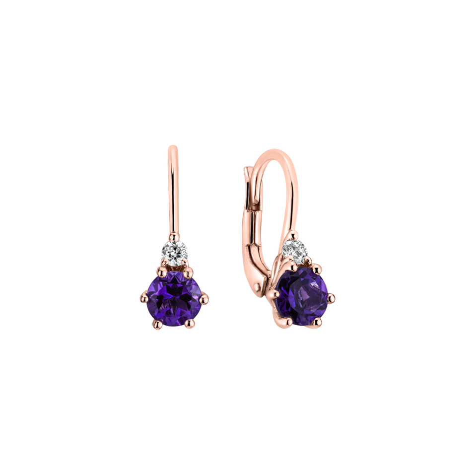 Diamond earrings with Amethyst Lux