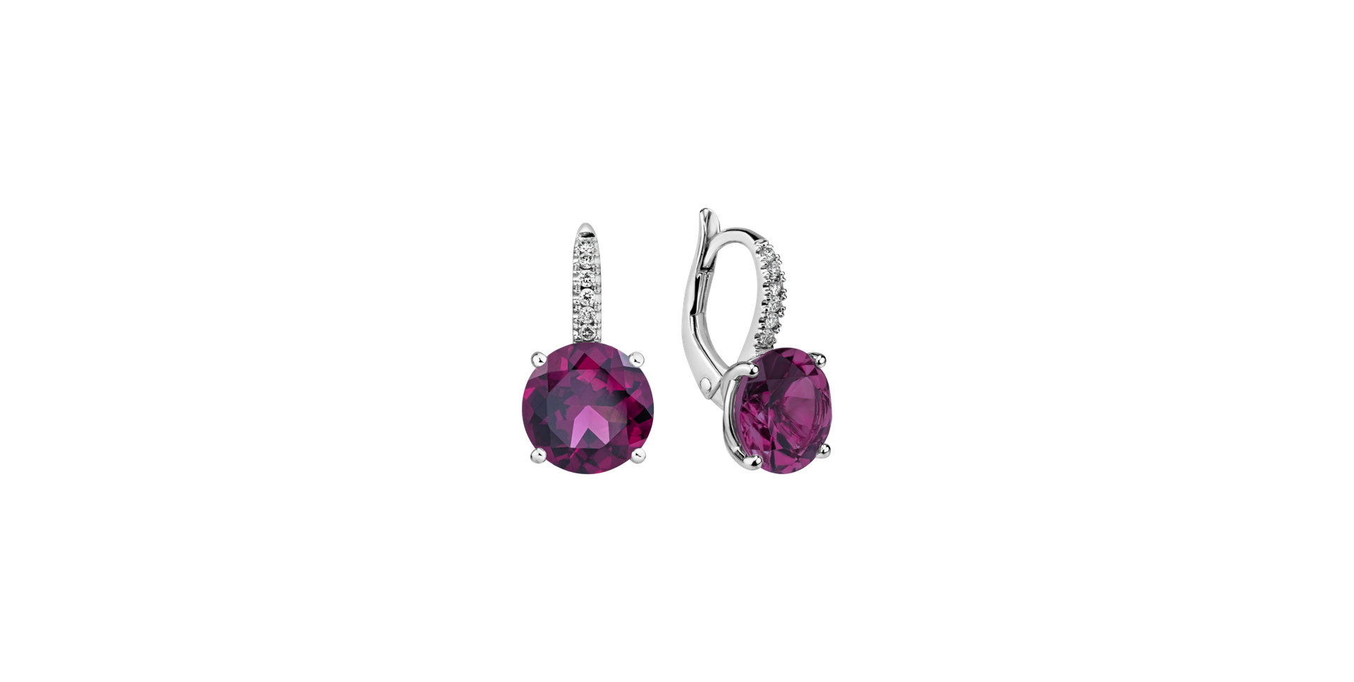 Diamond earrings with Rhodolite Bethy