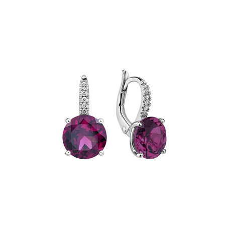 Diamond earrings with Rhodolite Bethy