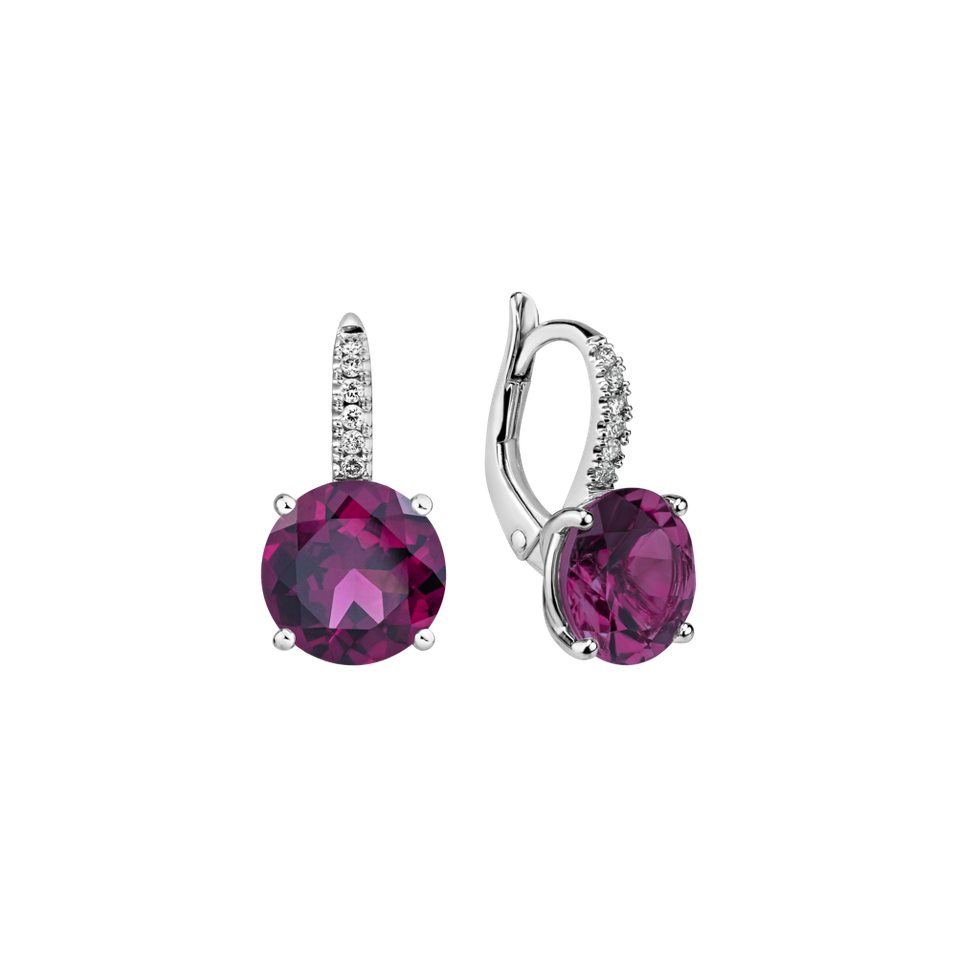 Diamond earrings with Rhodolite Bethy