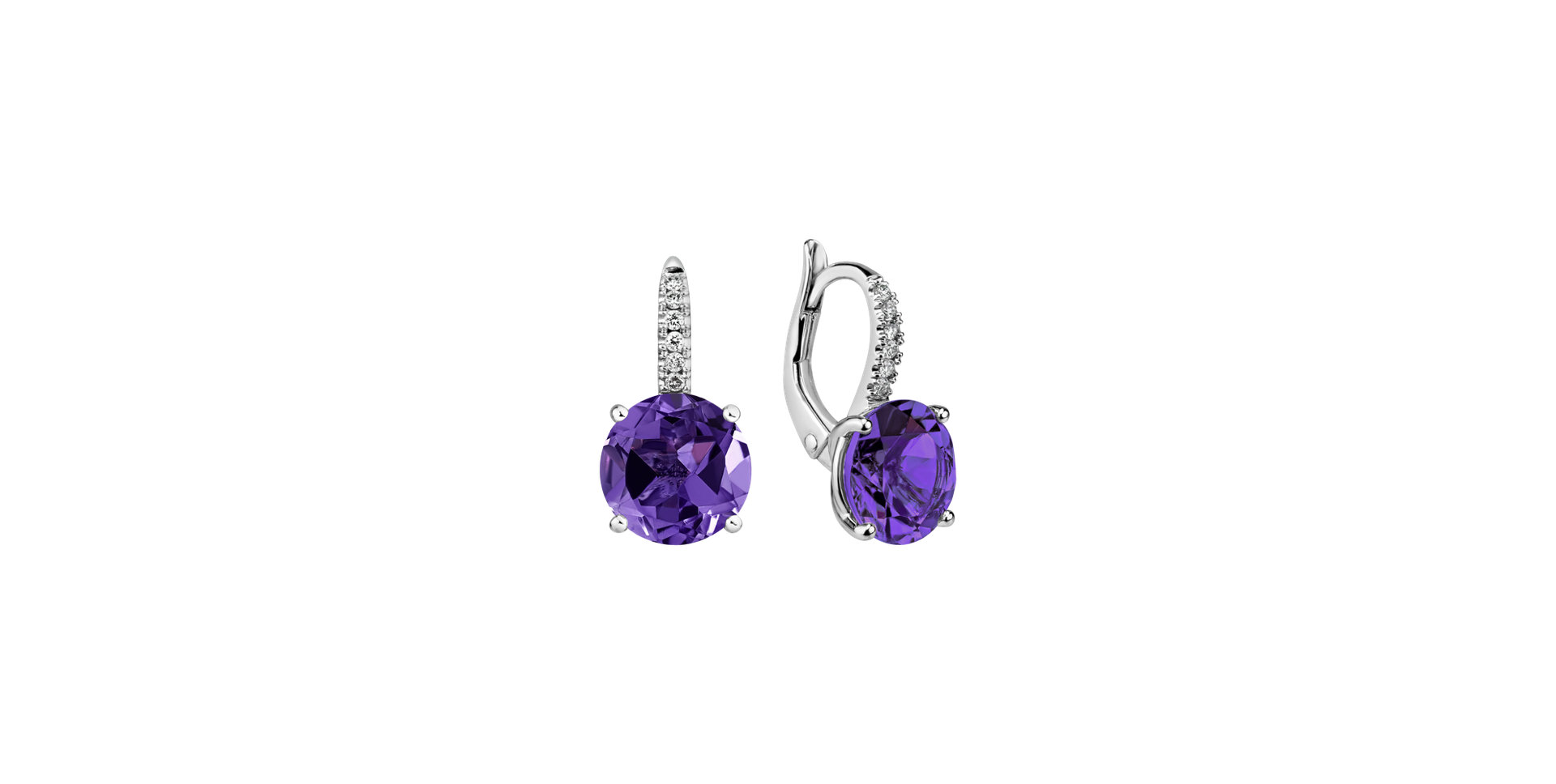 Diamond earrings with Amethyst Bethy