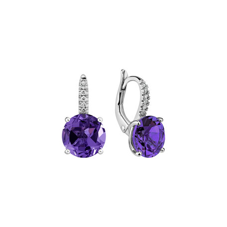 Diamond earrings with Amethyst Bethy