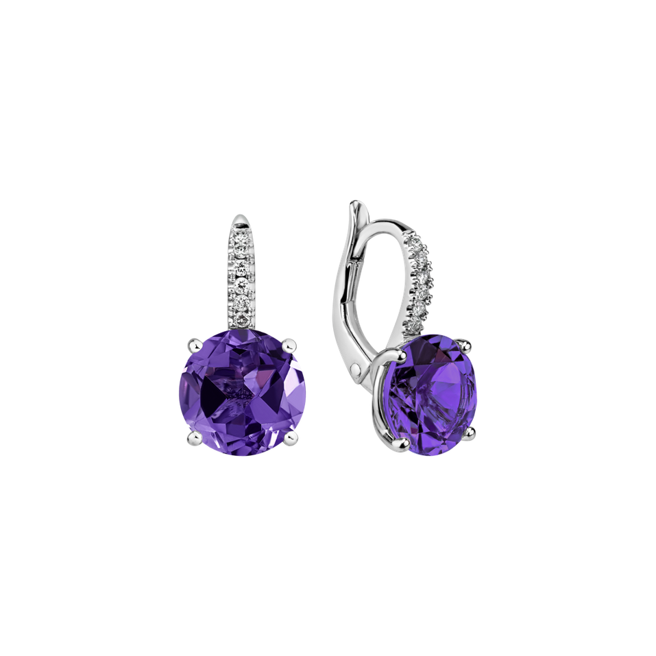 Diamond earrings with Amethyst Bethy