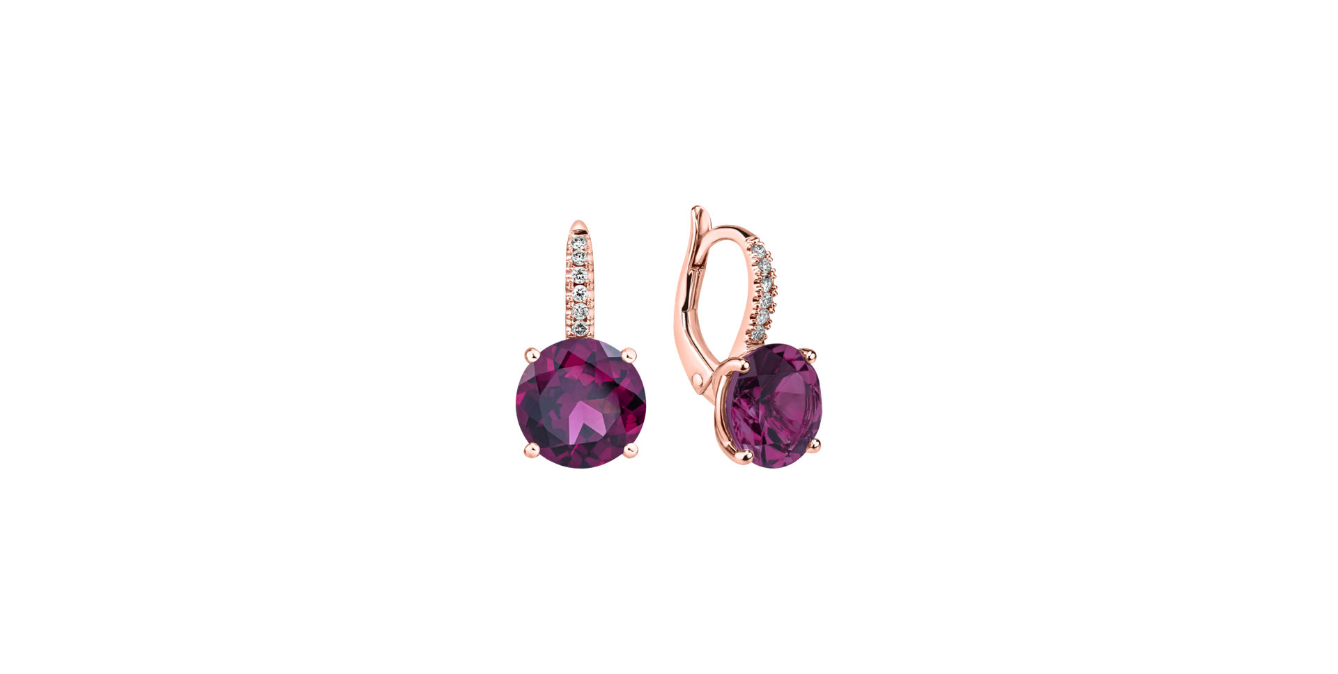 Diamond earrings with Rhodolite Bethy
