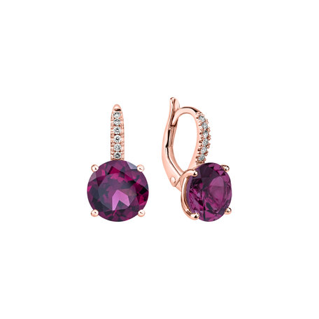 Diamond earrings with Rhodolite Bethy