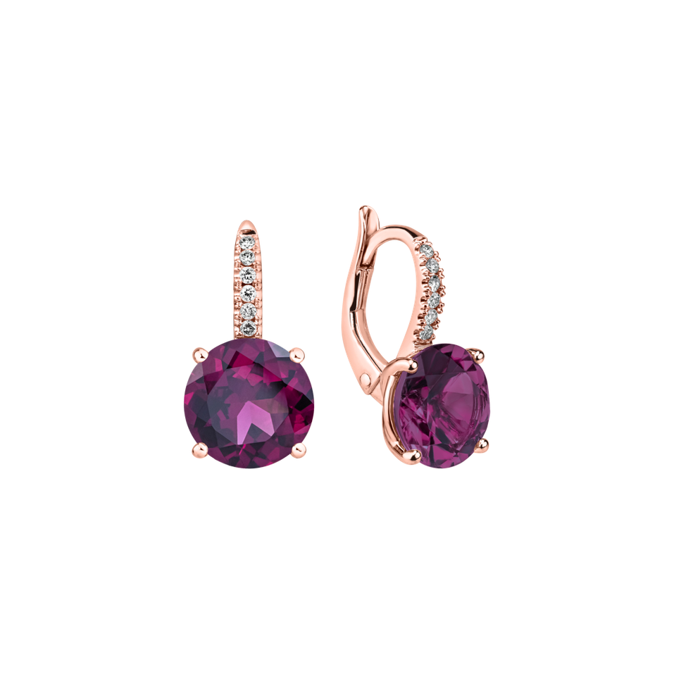 Diamond earrings with Rhodolite Bethy