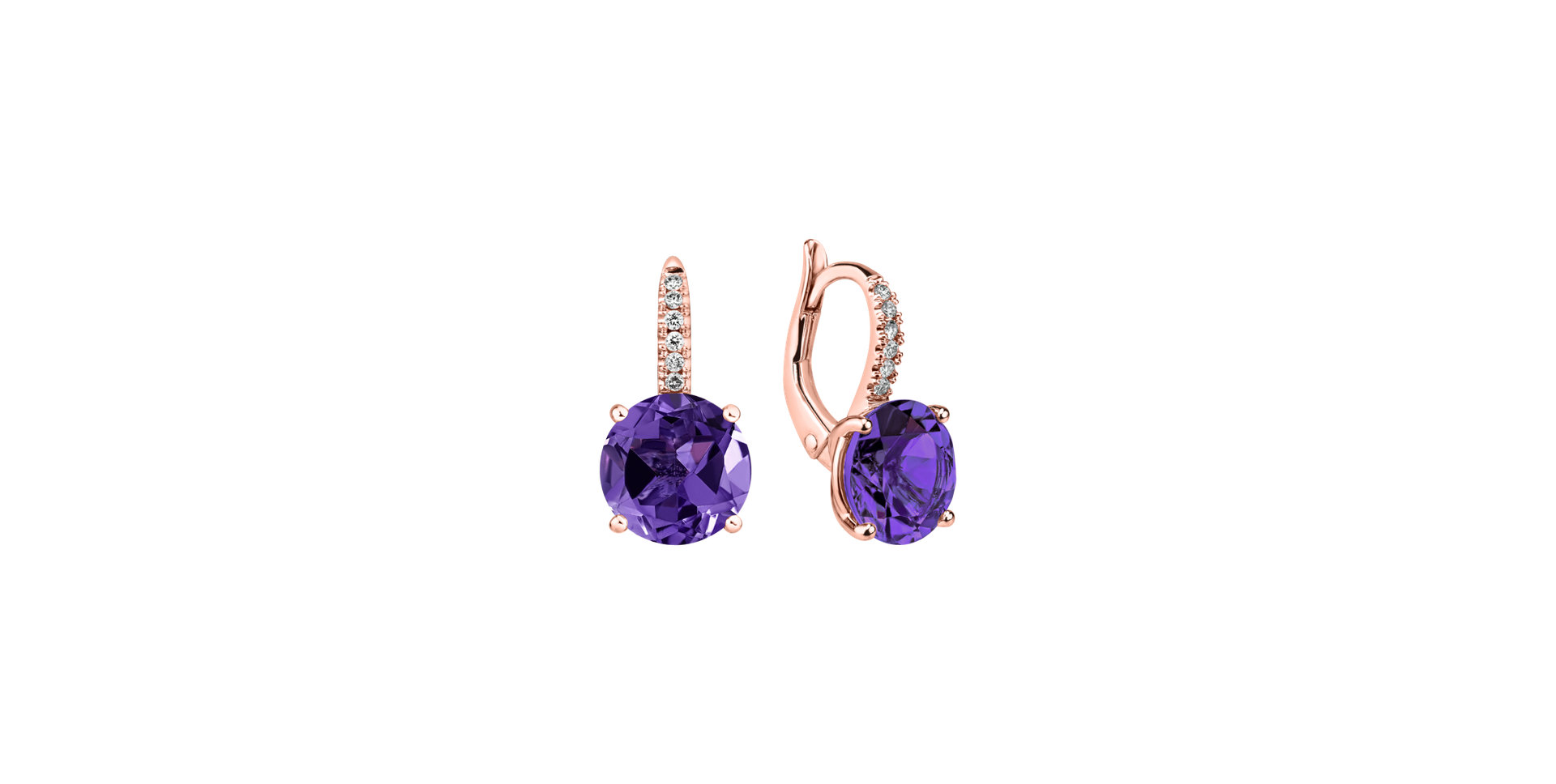 Diamond earrings with Amethyst Bethy