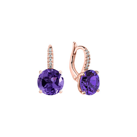 Diamond earrings with Amethyst Bethy