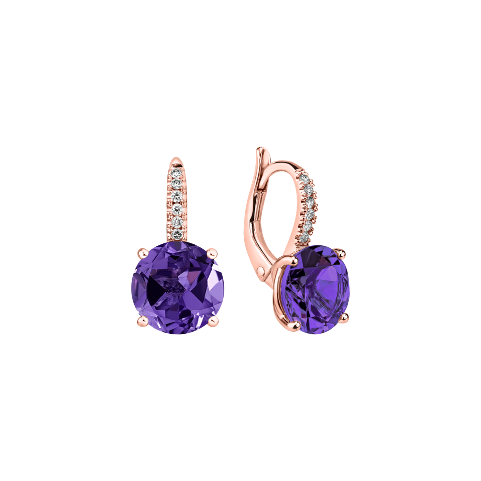 Diamond earrings with Amethyst Bethy