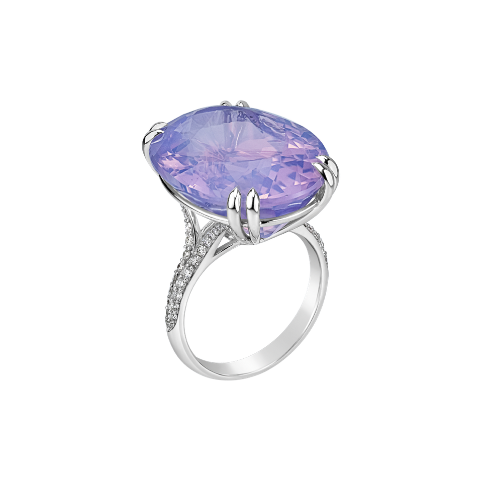Diamond ring with Amethyst Lavender Dream