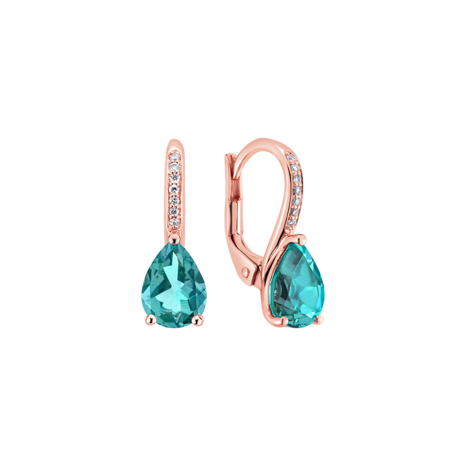 Diamond earrings with Apatite Tearfall
