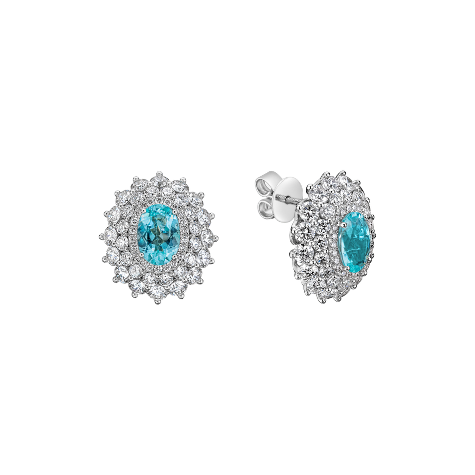 Diamond earrings with Paraiba Royal Sparkle