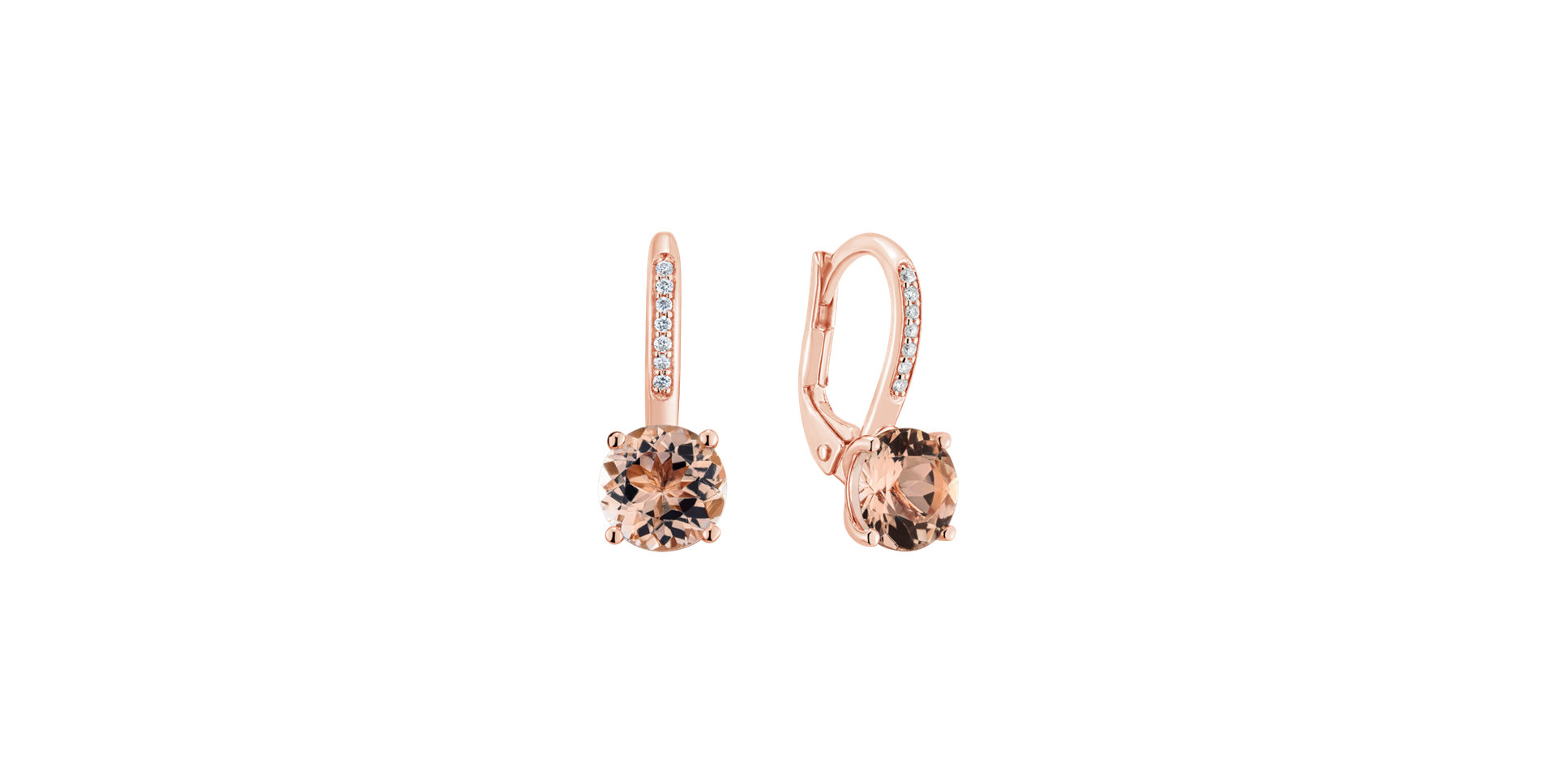 Diamond earrings with Morganite Carlo