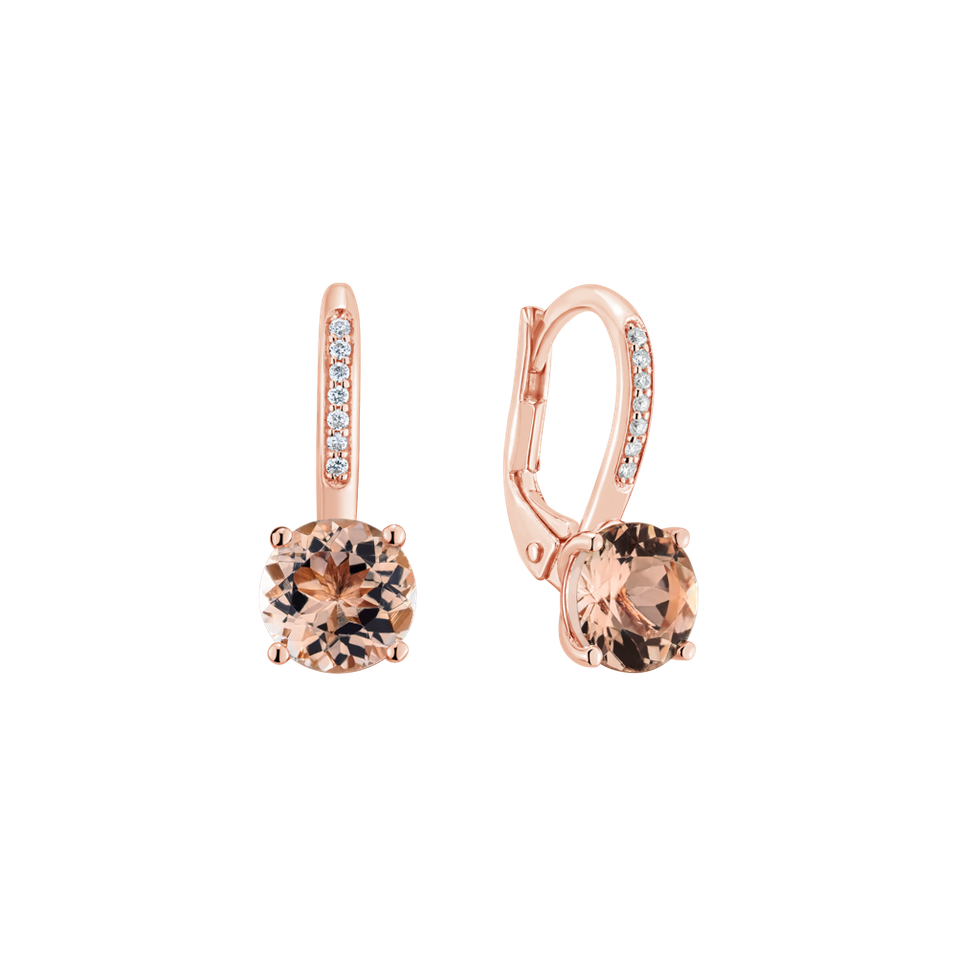 Diamond earrings with Morganite Carlo