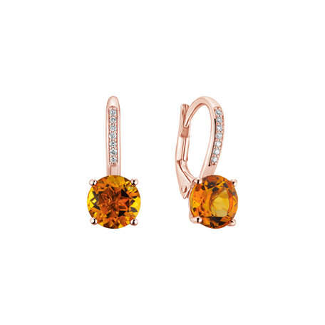 Diamond earrings with Citrine Carlo
