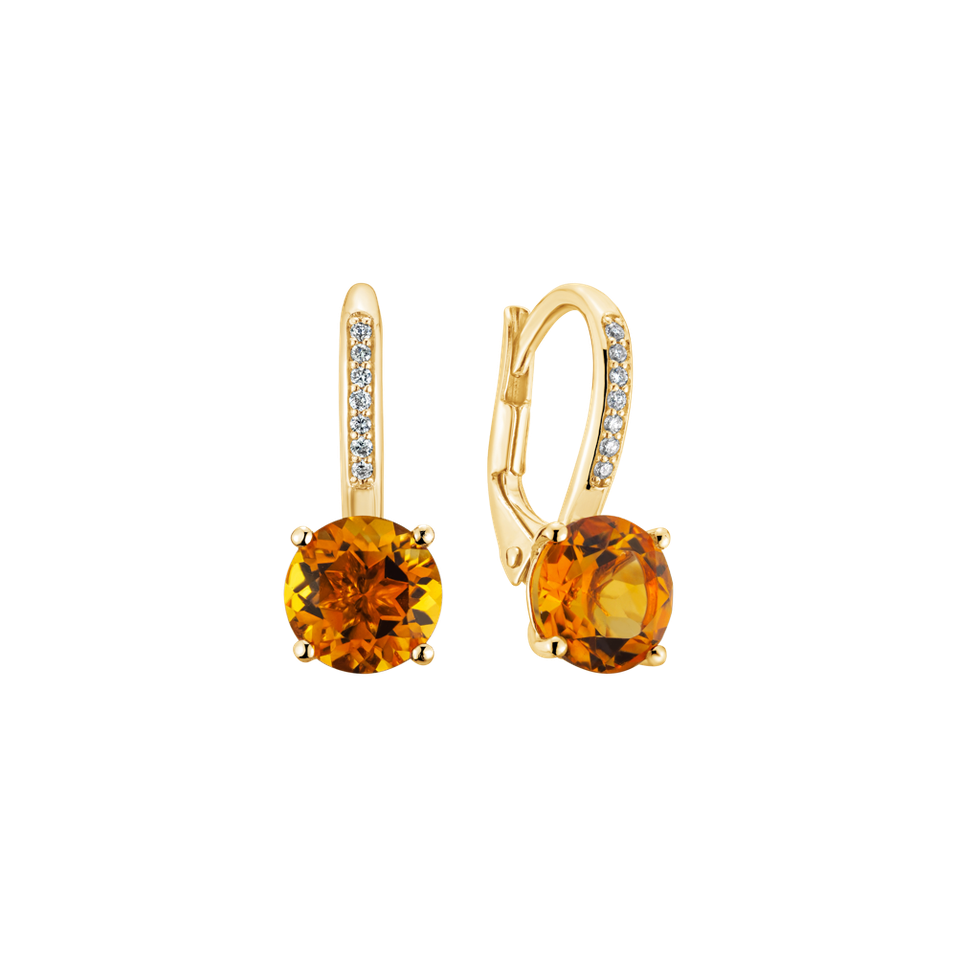 Diamond earrings with Citrine Carlo