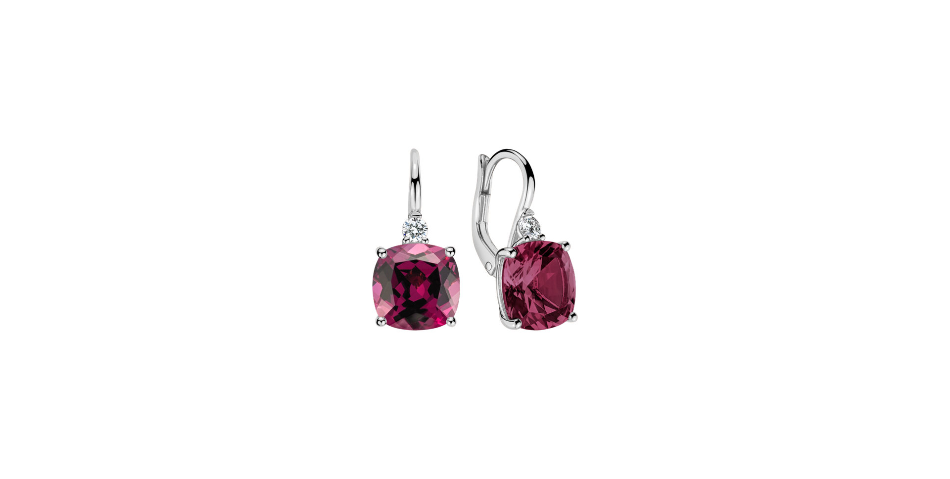 Diamond earrings with Rhodolite The Duchess