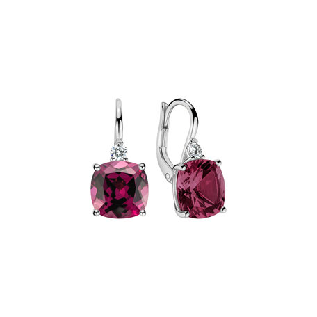 Diamond earrings with Rhodolite The Duchess
