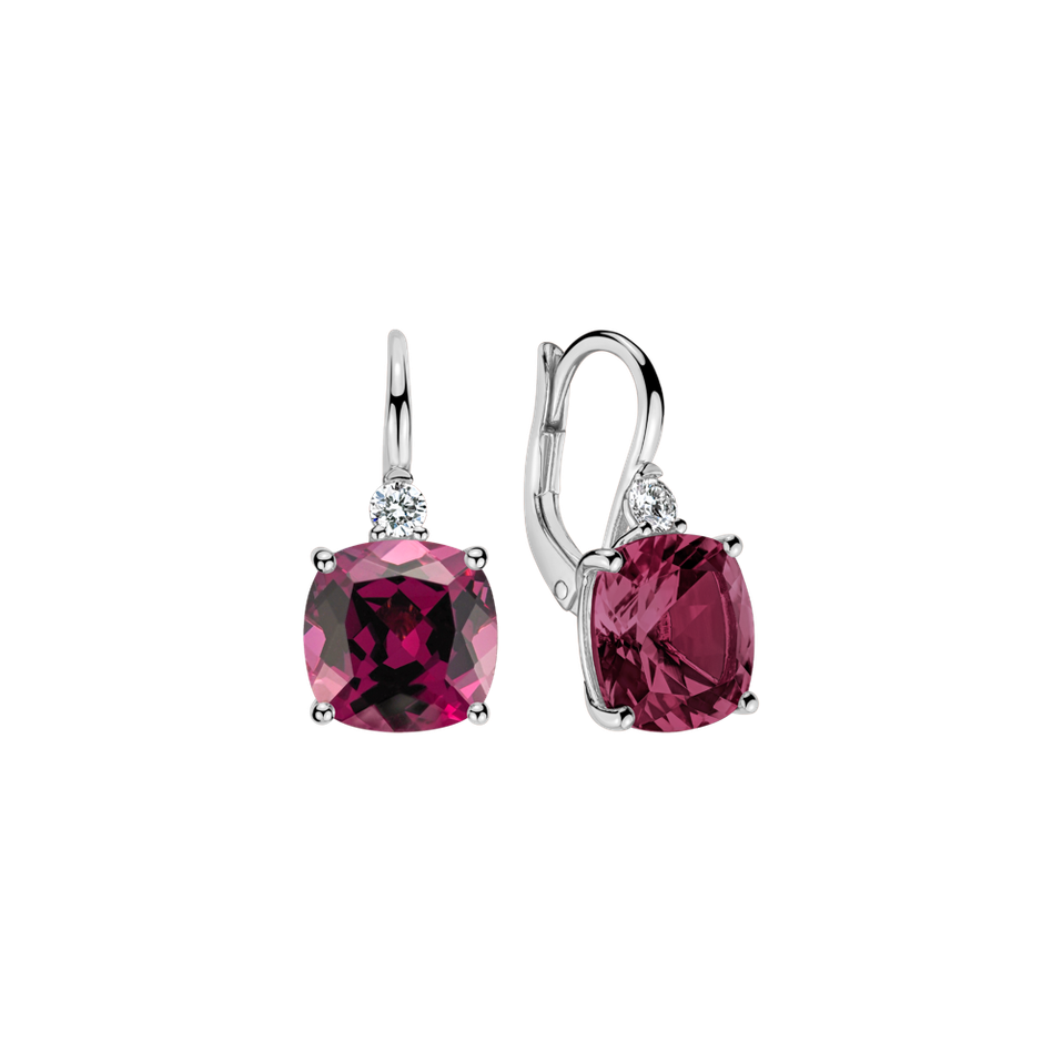 Diamond earrings with Rhodolite The Duchess