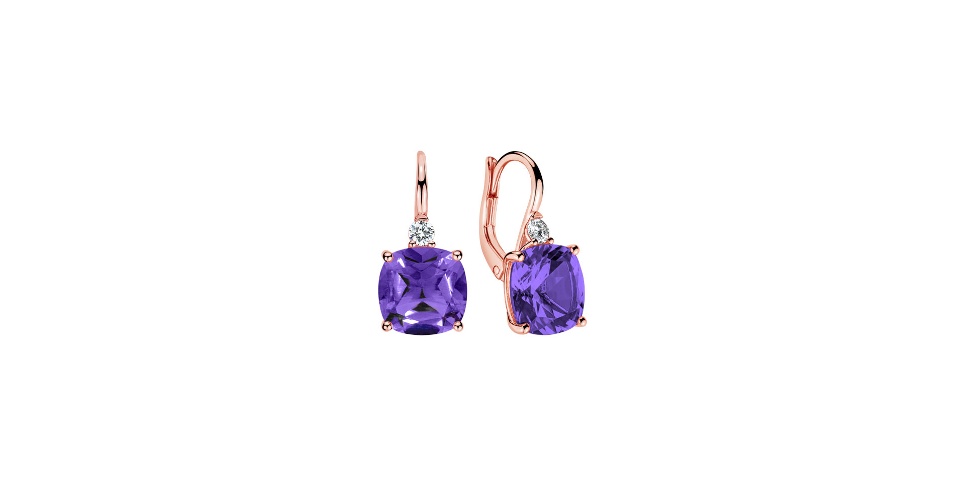Diamond earrings with Amethyst The Duchess