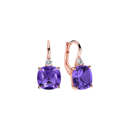 Diamond earrings with Amethyst The Duchess