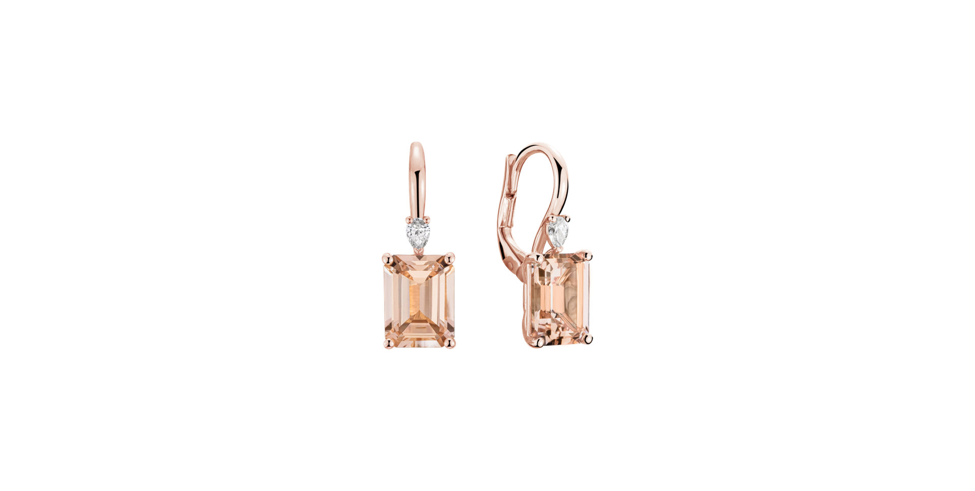 Diamond earrings with Morganite Royal Cordelia