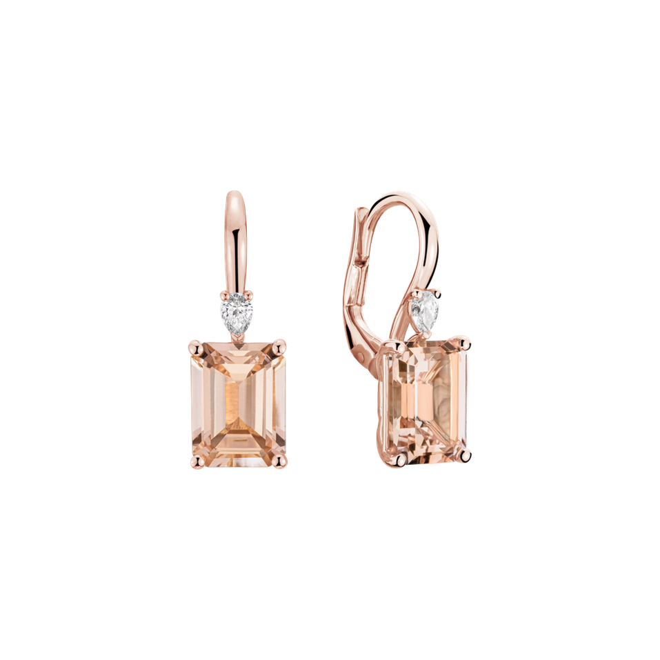 Diamond earrings with Morganite Royal Cordelia