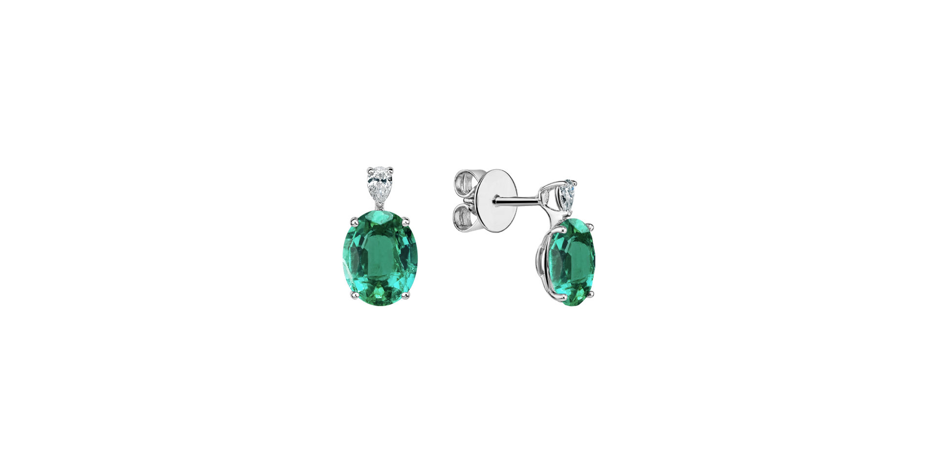 Diamond earrings with Emerald Royal Aura
