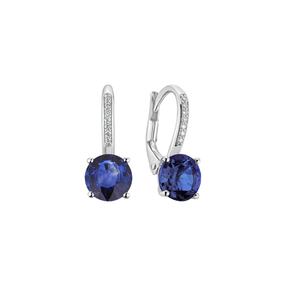 Diamond earrings with Sapphire Carlo