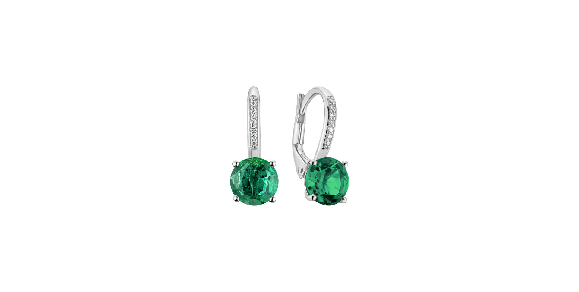 Diamond earrings with Emerald Carlo