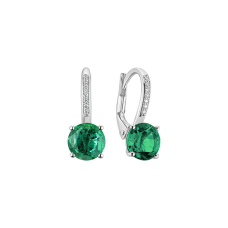 Diamond earrings with Emerald Carlo