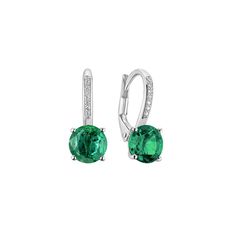 Diamond earrings with Emerald Carlo