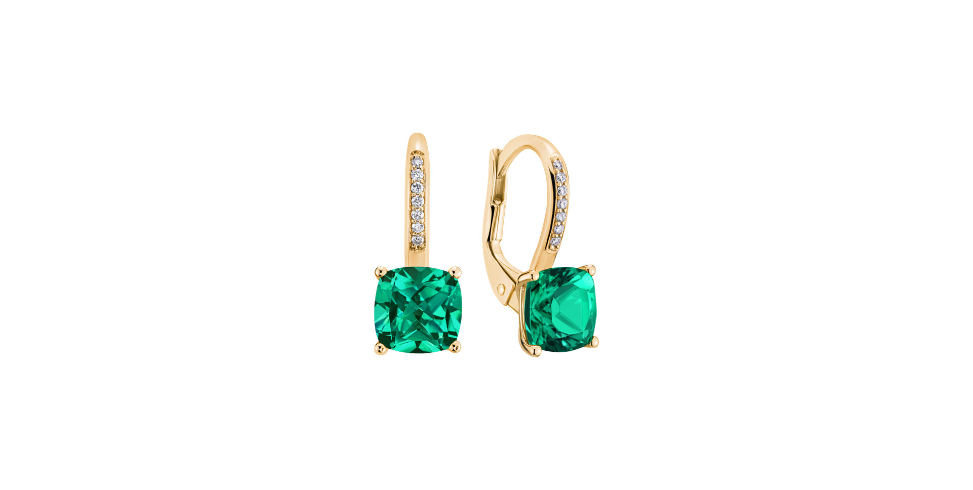Diamond earrings with Emerald Calliope