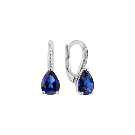 Diamond earrings with Sapphire Tearfall