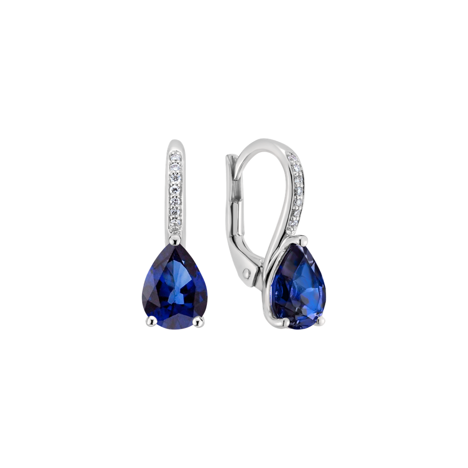 Diamond earrings with Sapphire Tearfall