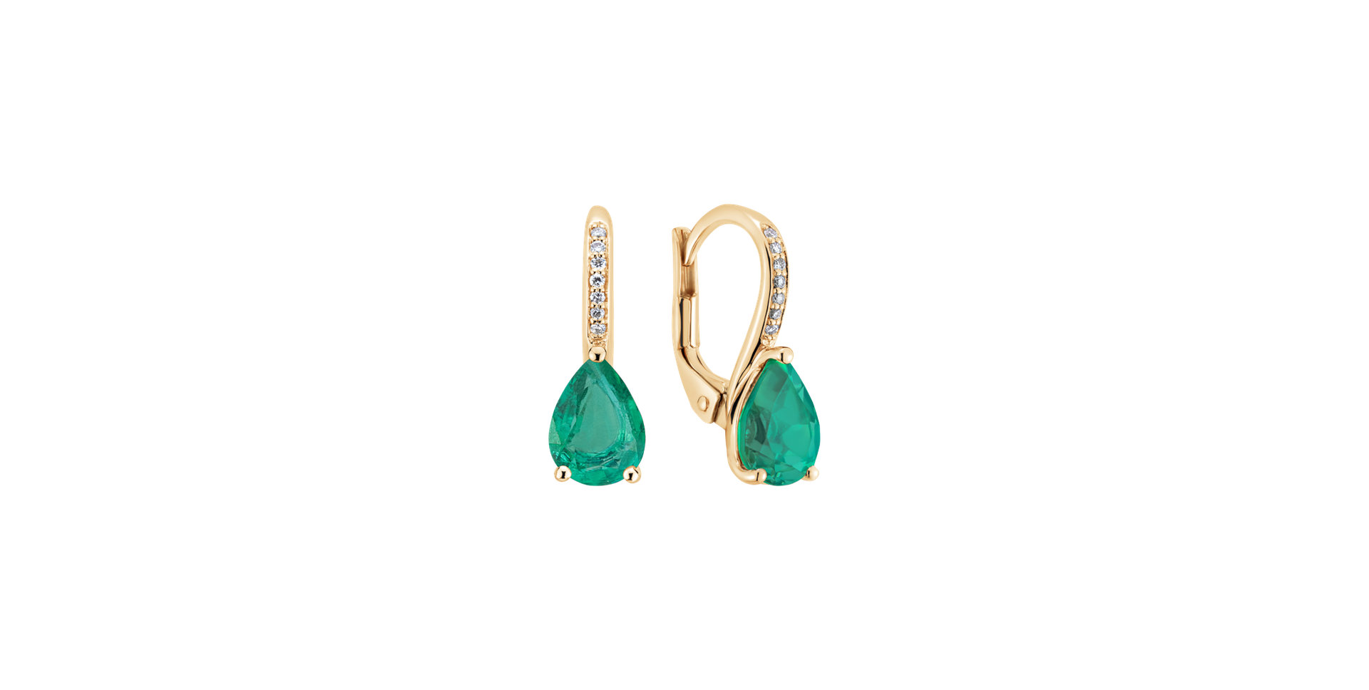 Diamond earrings with Emerald Tearfall