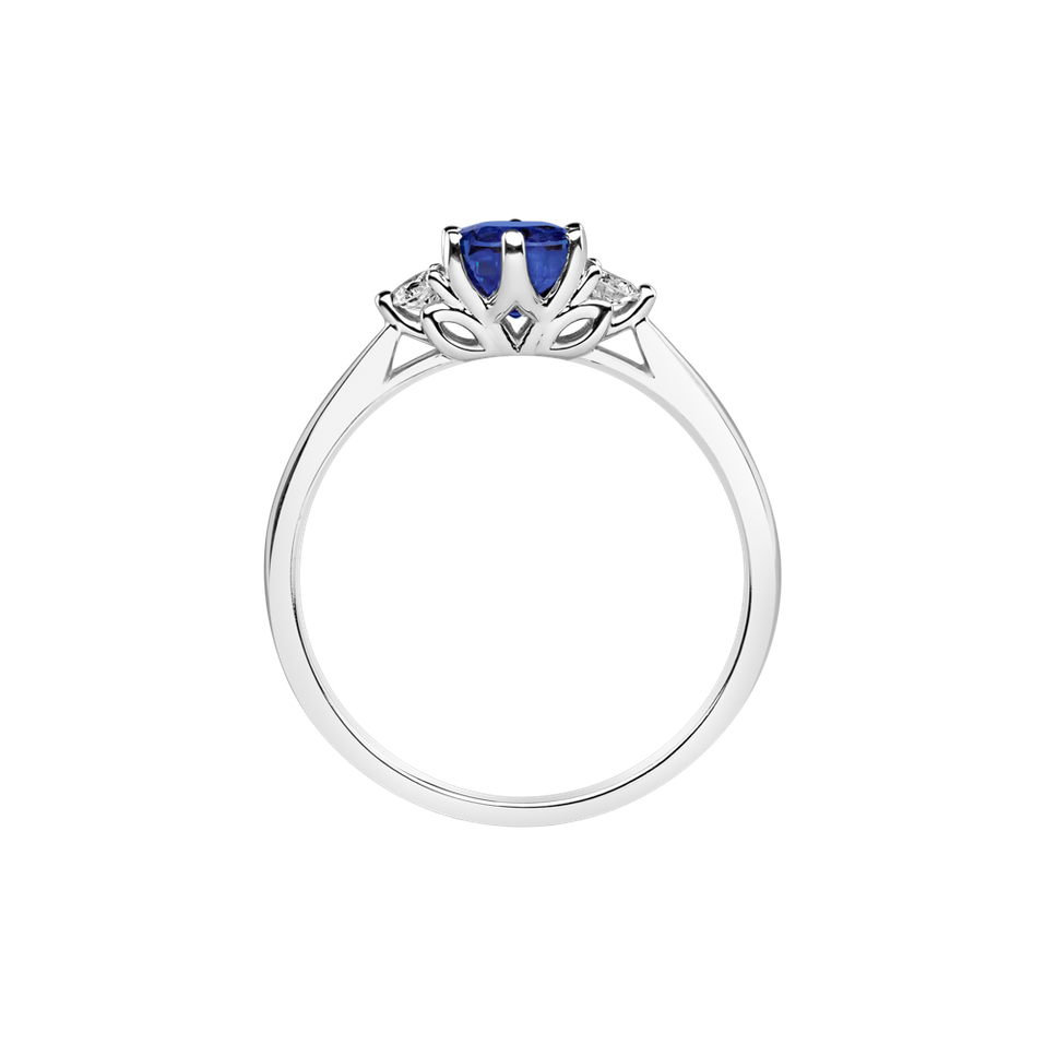 Diamond ring with Sapphire Midnight Serenity