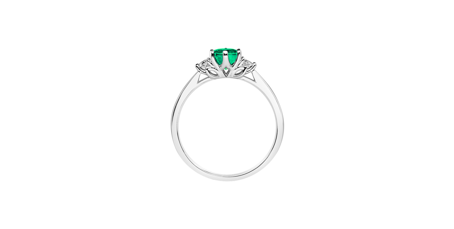 Diamond ring with Emerald Midnight Serenity