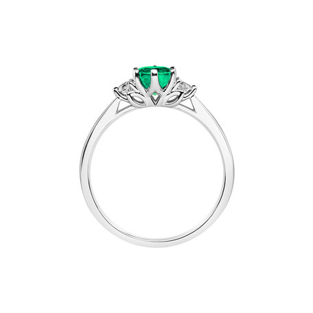 Diamond ring with Emerald Midnight Serenity
