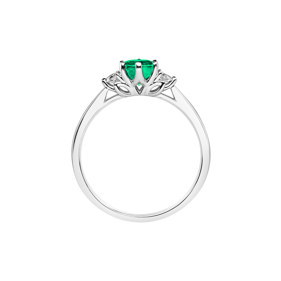 Diamond ring with Emerald Midnight Serenity