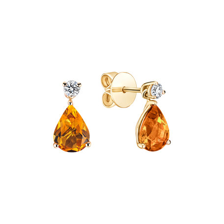 Diamond earrings with Citrine Galatea