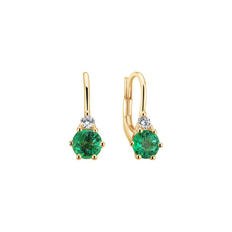 Diamond earrings with Emerald Midnight Serenity